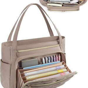 Teacher Tote Bag for Women 15.6in Quilted with Insulated Pocket & Nurse Bag Feat